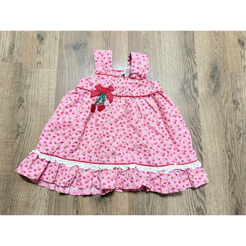 Austin & Ashley Sundress Girls Size 16M Pink Cherry Spring Lace & Bow Accents